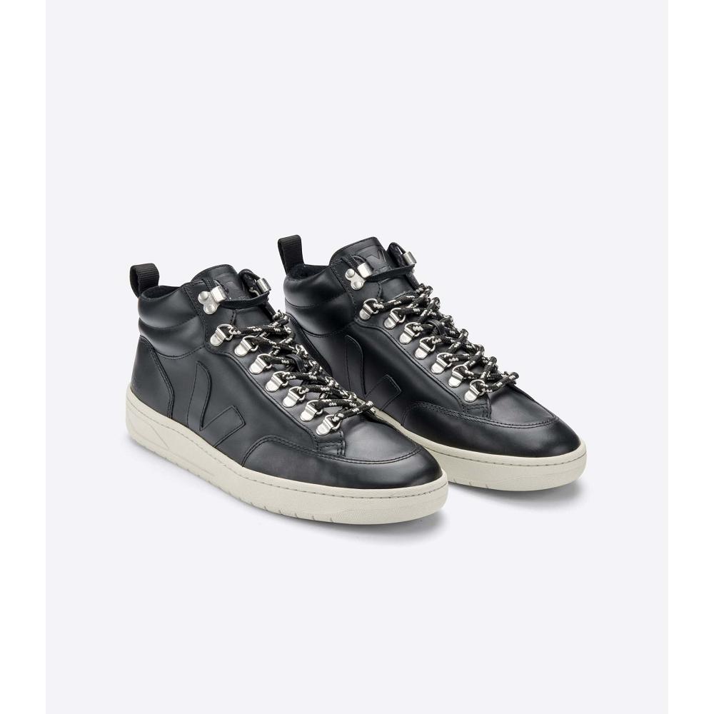 Black/White Women's Veja RORAIMA LEATHER High Tops | AU 355CTV